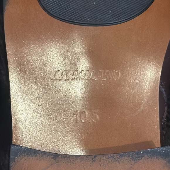 La Milano brown leather ankle boots bootie dress boots 10.5 - Picture 15 of 16